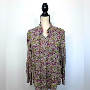 ROCK 47 by Wrangler pink chevron pattern long sleeve button down shirt X Large